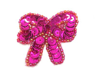Bow with Fuchsia Sequins and Beads 1.75