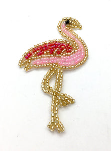 Flamingo with Pink and Gold or Silver Beads Beads 2.5" X 2"