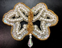 Load image into Gallery viewer, Epaulet with Iridescent Sequins, Pearls, Beads and Acrylic Crystal 4&quot; x 3&quot;