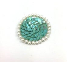 Load image into Gallery viewer, Choice of Color Turquoise Dot Sequin and Pearls 1.5&quot;