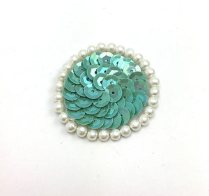 Choice of Color Turquoise Dot Sequin and Pearls 1.5"