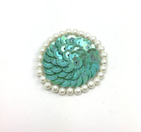 Choice of Color Turquoise Dot Sequin and Pearls 1.5