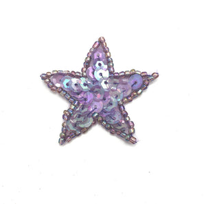 Star with Purple Iridescent Sequins and Beads 1.75"