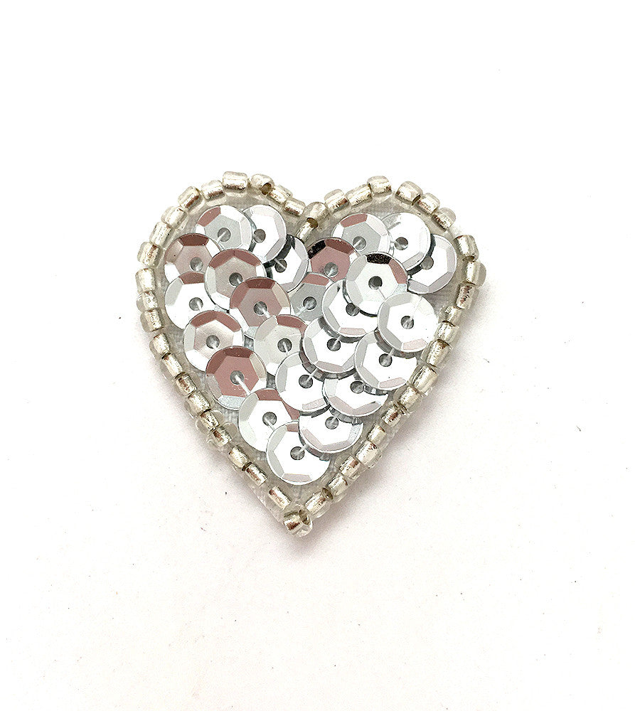 Heart with Silver Sequins and Beads 1