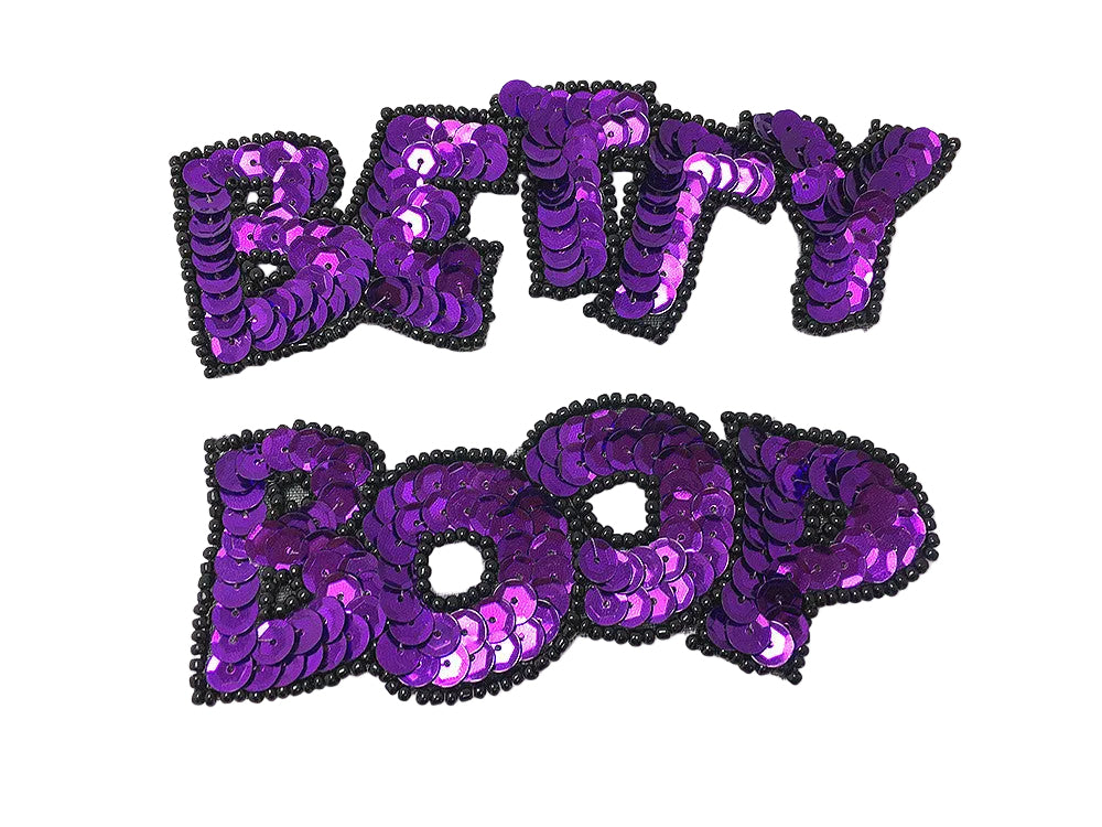 Vintage "Betty Boop" Sequin Word Appliqué – Choice of Color, 4" x 1.5"