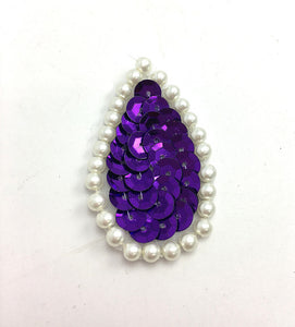 Designer Teardrops with Choice of Color Sequins and White Pearl Beads 1.75"