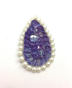 Designer Teardrops with Choice of Color Sequins and White Pearl Beads 1.75"