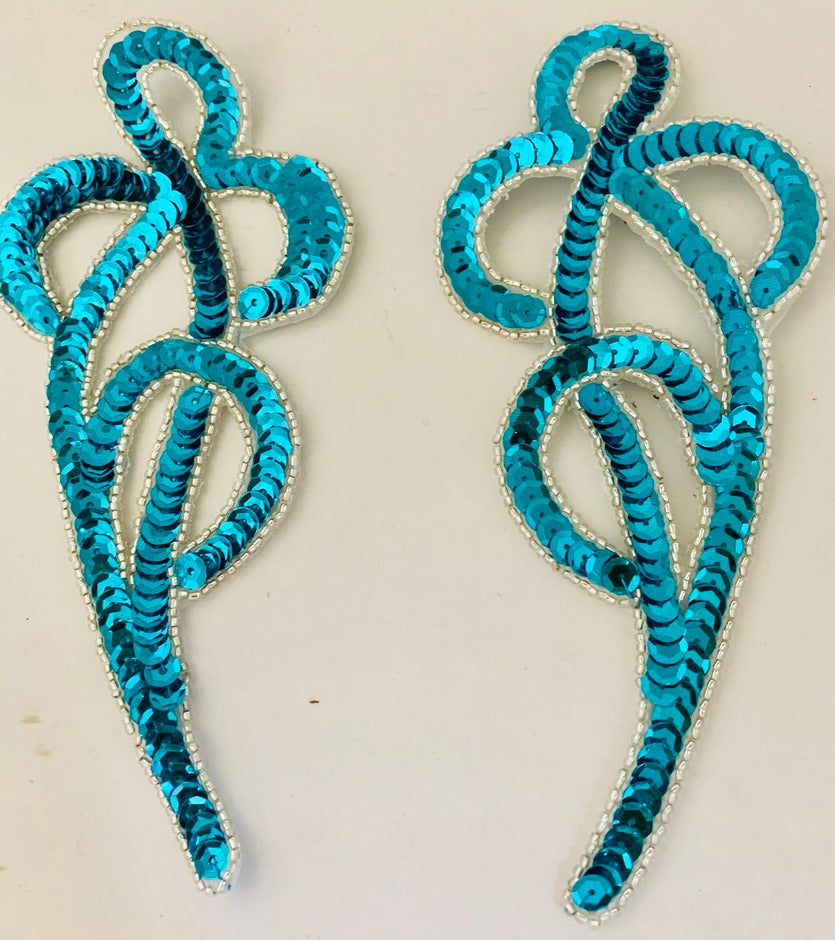 Designer Turquoise Pair 7" x 3"