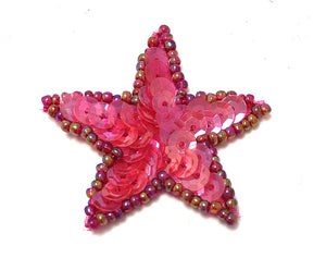 Star with Opaque Red Sequins and Beads 1.5"