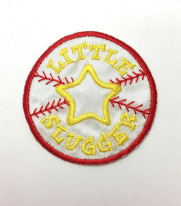 Little Slugger Baseball Motif Kids Embroidered Iron-on 2"
