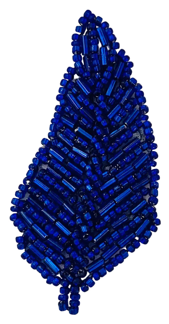 Leaf Pair with 4 Variant Colors Royal Blue, Pink, Red, Black Beads 3" x 1.5”