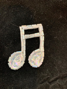 Music Tiny Double Note with Iridescent beads 1 7/8" x 7/8"