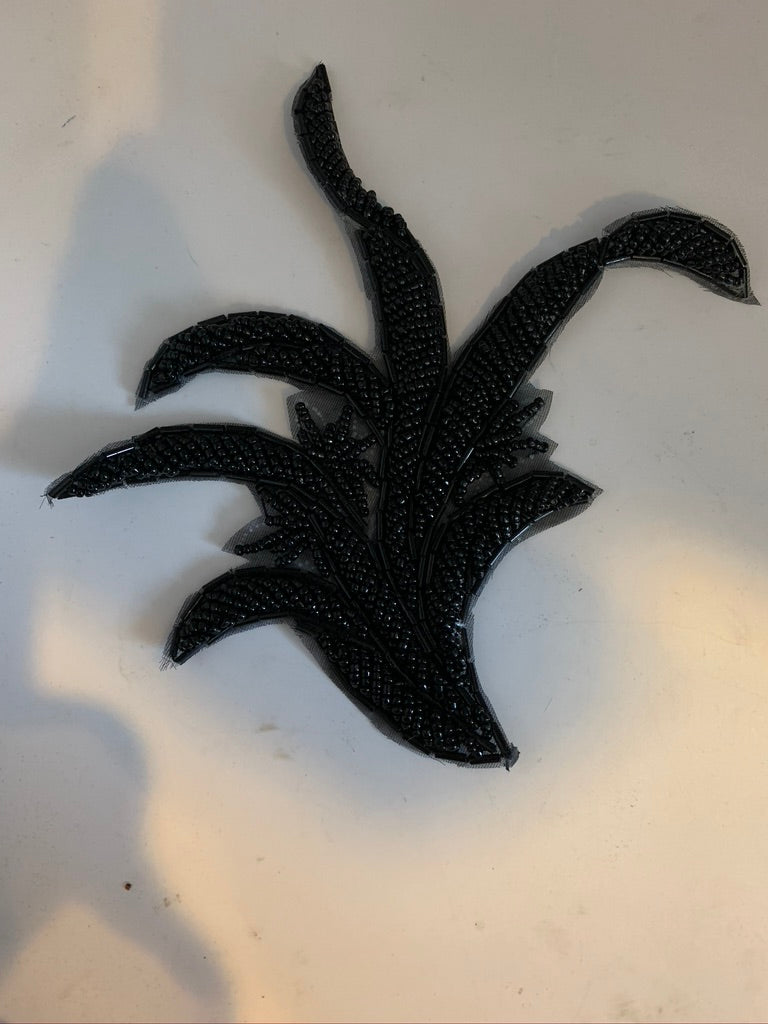 Leaf Pair with Black Beads 6" x 6"