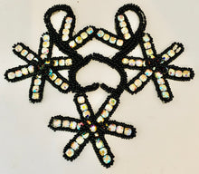 Load image into Gallery viewer, Designer Motif Flowr with Black Beads and All High Quality AB Rhinestones 5&quot; x 4.5&quot;
