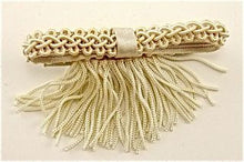 Load image into Gallery viewer, Bow Satin Beige with Fringe 2.5&quot; x 1.5&quot;