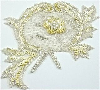 Designer Motif Cream, and Gold Flower 8" x 6"