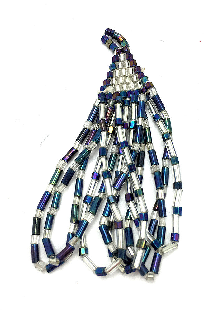 Epaulet Tassel-Style -Moonlight/Silver Beads 3" x 1"