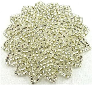 Round Flower Accent with Silver Beads Pointed Edges 2" x 2"