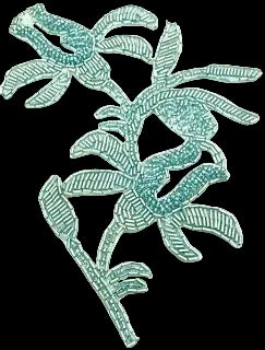 Design Motif Flower Appliqué Single with Mint Colored Beads 8.5" x 6"