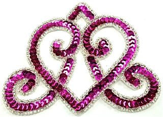 Design Motif Crown with Fuchsia Sequins with Silver Beads 5" x 4"