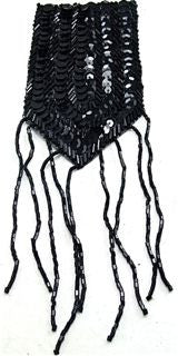 Epaulet with Black Sequins and Beads 7.5" x 2.5"