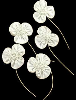 Flower Set White Satin with Pearls A Style 1.5" x 3"