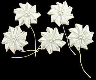 Flower Set White Satin B Style with Pearls 1.5" x 3"
