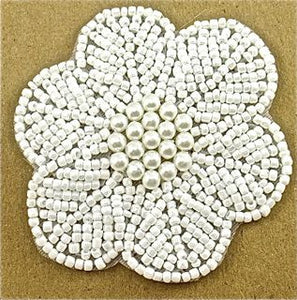 Flower with White Beads 2.5"