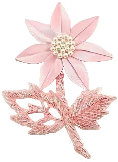 Flower Pink Satin with Pearls and Beads 3" x 5"