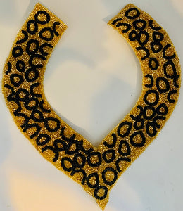Designer Motif Neckline Collar with Animal Print 11.5" x 10"