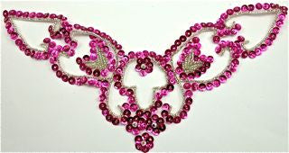 Collar con motivo de diseño y lentejuelas fucsias de 22,86 cm x 12,7 cm