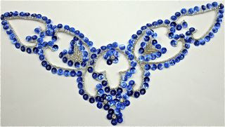 Designer Neckpiece with Royal Blue Sequins and Beads 9" x 5"