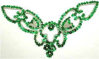 Collar de diseño con motivo y lentejuelas y cuentas verde esmeralda 22,86 cm x 12,7 cm
