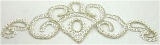 Design Motif Neck Piece with White Sequins and Silver Beads 10" x 4"