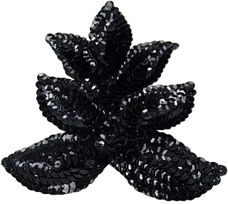 Hoja con lentejuelas negras 4.5" x 4"