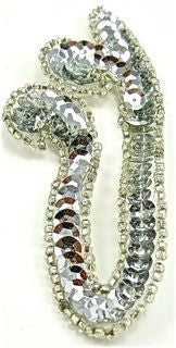 Designer Motif Single with Silver Sequins and Beads