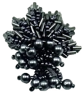 Diseño Decorativo Hoja de Carbón Racimo de Cuentas 2" x 1.5"