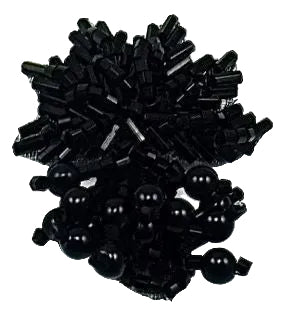 Design Motif Leaf Cluster with Black Beads 2" x 1.5"