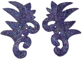 Leaf Pair with Purple Beads 7" x 4.5"