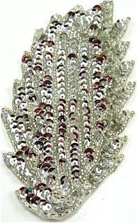 Leaf Single with Silver Sequins and Beads 5" x 2.5"