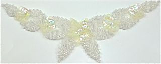 Flower Neck Line with Iridescent Sequins and Beads 7" x 2"