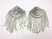 Load image into Gallery viewer, Epaulet Pair with Silver Sequins and Beads 6.5&quot; x 4&quot;