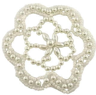 Flower Appliqué with White Faux Pearls 3" x 3"