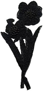 Single Flower with Black Beads 7" x 3.5"