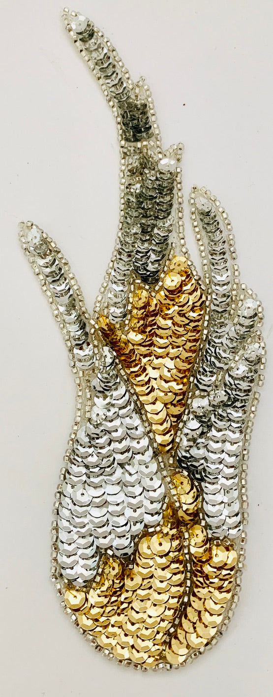Llama con lentejuelas en copa doradas y plateadas, ribete plateado de 21,59 cm x 7,62 cm