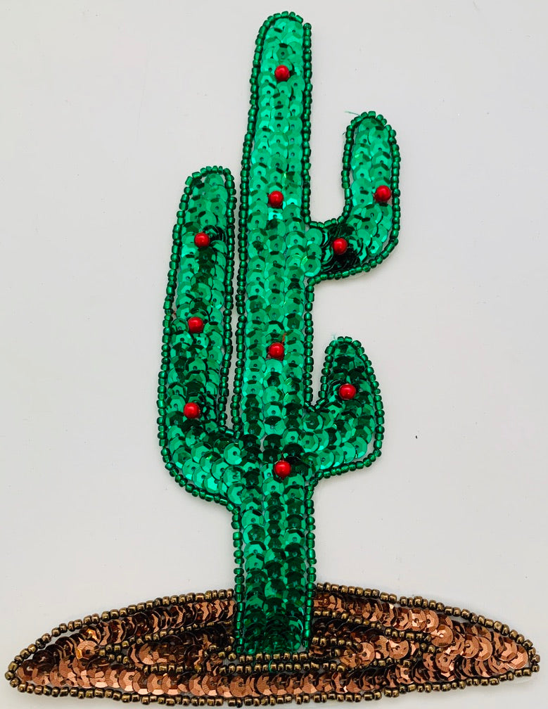 Cactus with Beaded Trim Bronze Base 6.5" x 4.5"