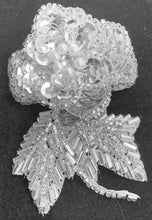 Load image into Gallery viewer, Flower Pairs and Singles with Silver Sequins and Beads and ccenter Pearls 2&quot; x 1.5&quot;