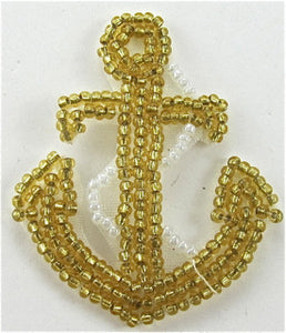 Anchor Gold Beads 2" x 1.5" - Sequinappliques.com