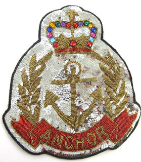 Anchor Patch with Silver Gold Red Sequins and Beads 11