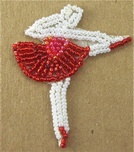 Load image into Gallery viewer, Ballerina Red and White Beads 4&quot; x 3&quot; - Sequinappliques.com